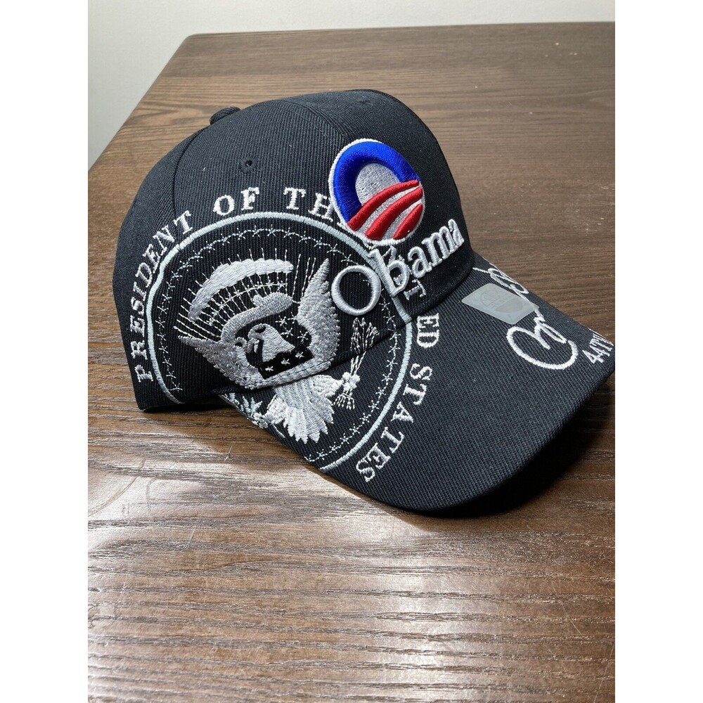 City Hunter Obama 44th President Black Cap Hat Adjustable Strap NWT
